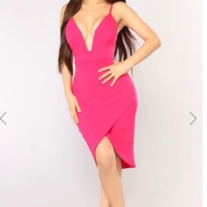 Fashion nova asymmetrical dress in fuchsia